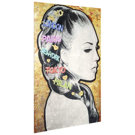 Empire Art Direct Silver Leaf Vetro de Arte 36" x 24" City Clips Frameless Printed Tempered Glass Wall Art